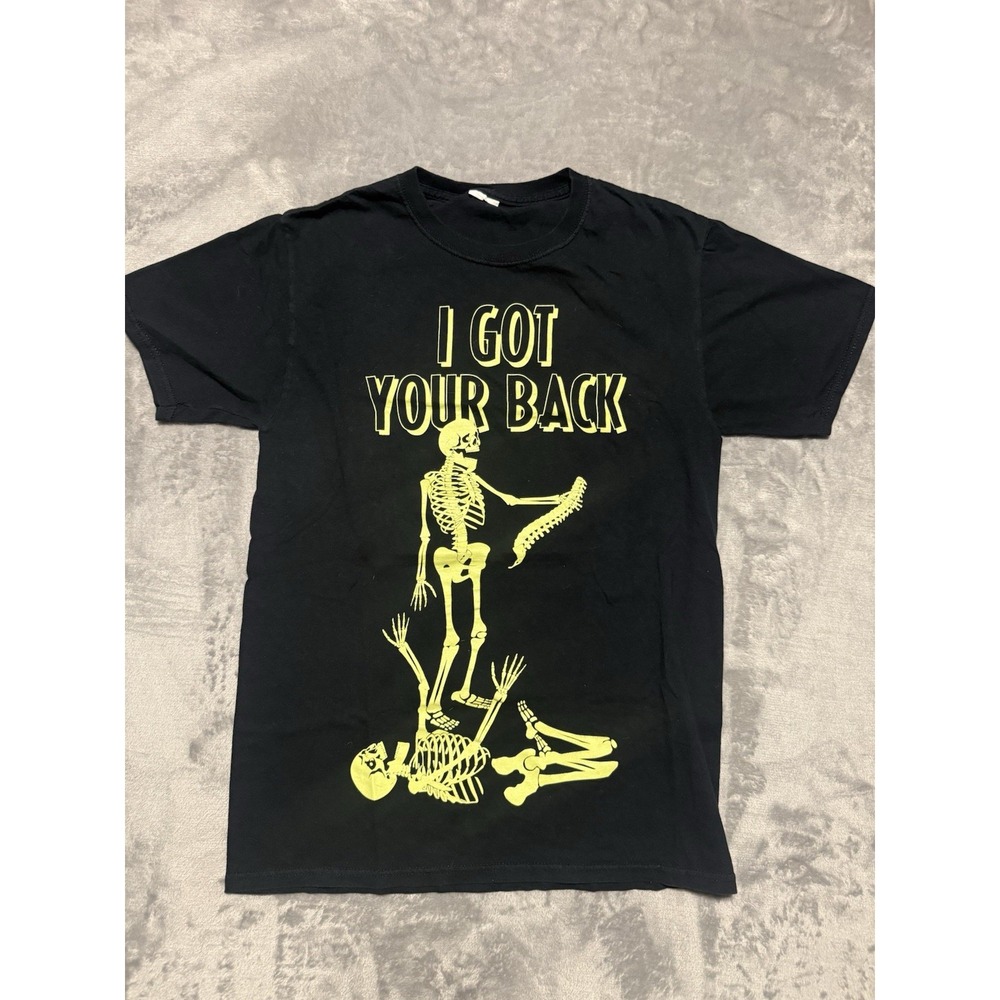 Way To Celebrate! T-Shirt Mens Medium Black I Got‎ Your Back Skeleton Halloween